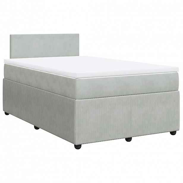 vidaXL Box spring postel s matrací světle šedá 120x190 cm samet