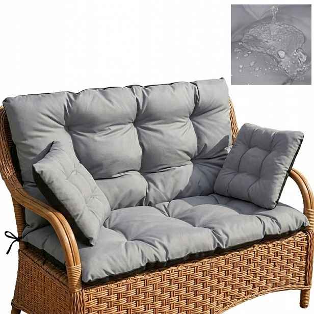 Polštář na zahradní houpačku Vodotěsný 120x60x50 +2x 45x45 Ocelový