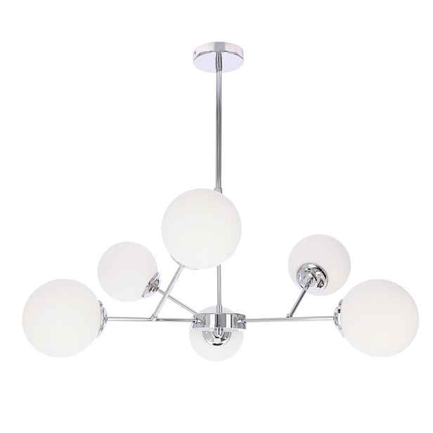 BELWEDER chromová závěsná lampa 8x40W E14 bílé stínidlo
