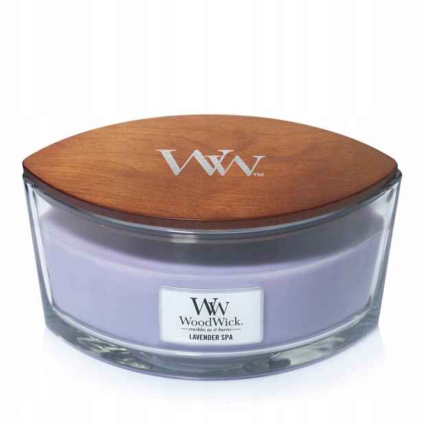 Lavender Spa WoodWick Hearthwick vonná svíčka s dřevěným knotem