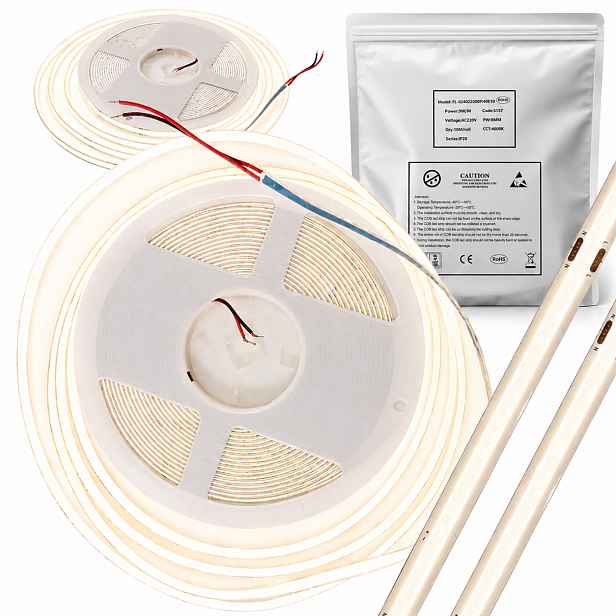 Led páska Cob 230V 9W/m 8mm 4000K IP20 role 10 m Led osvětlovací páska