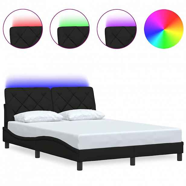 vidaXL Rám postele s LED bez matrace černý 120x200 cm Látka