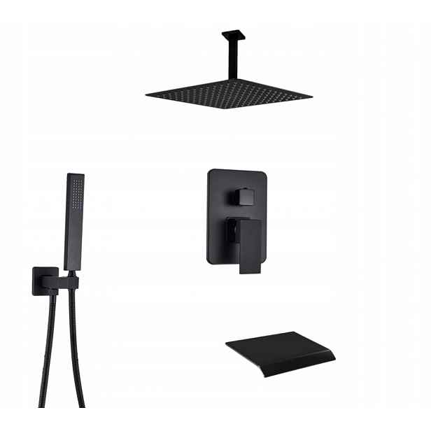 Podomítkový Set Černý Matný Vývod Vodopád Box