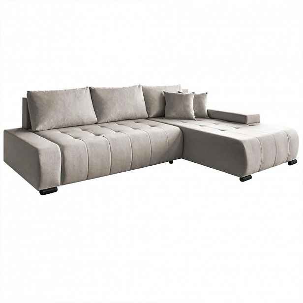 Beautysofa ROHOVÁ rozkládací pohovka Draco L béžová, pravá, tkanina pletená