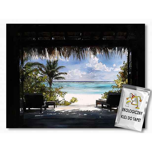 Fototapeta Flizelina Tropiki Exotická Pláž Chatka Ocean 368x254 130g
