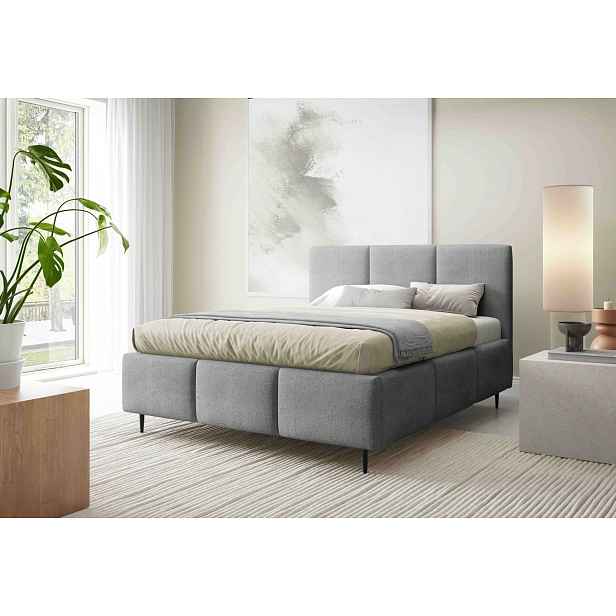 Manželská postel 140x200 VIONA LEG s úložným prostorem - šedá