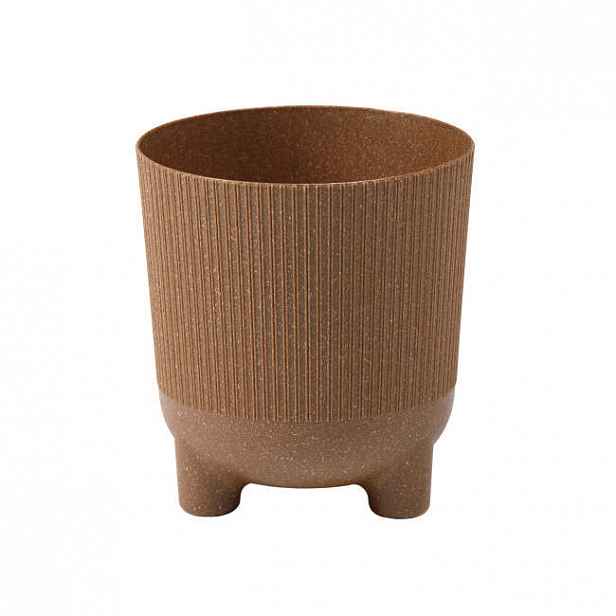 Obal kulatý plastový ARIA JUMPER ECO WOOD na 3 nohách hnědý 15cm