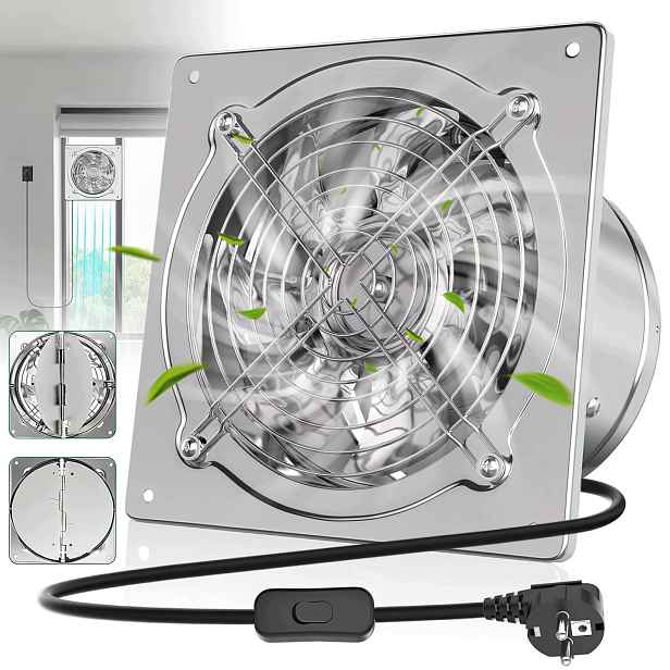 Průmyslový Nástěnný Odsávací Ventilátor Výkonný Nerezová Ocel 150 MM 220 V