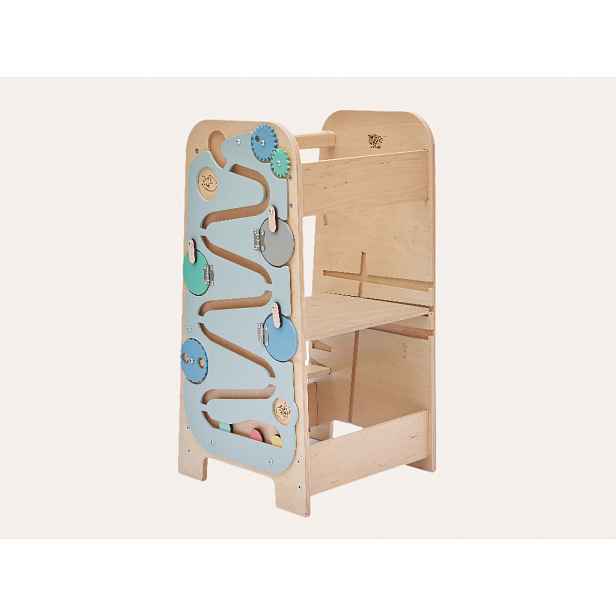 BusyKids Rostoucí učící věž edukativní 5v1 Play 75 cm - modrá