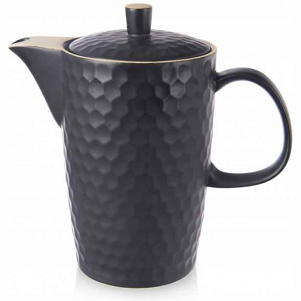 Keramický Džbán Na Kávu Černý Tea Time 1,3 L S Víkem