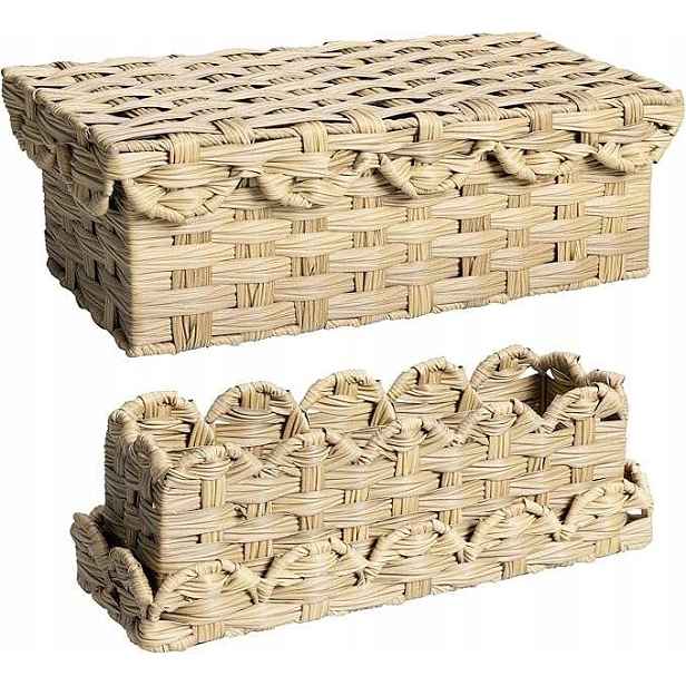 Koš Úložný box s pleteným víkem pro sadu 2 ks