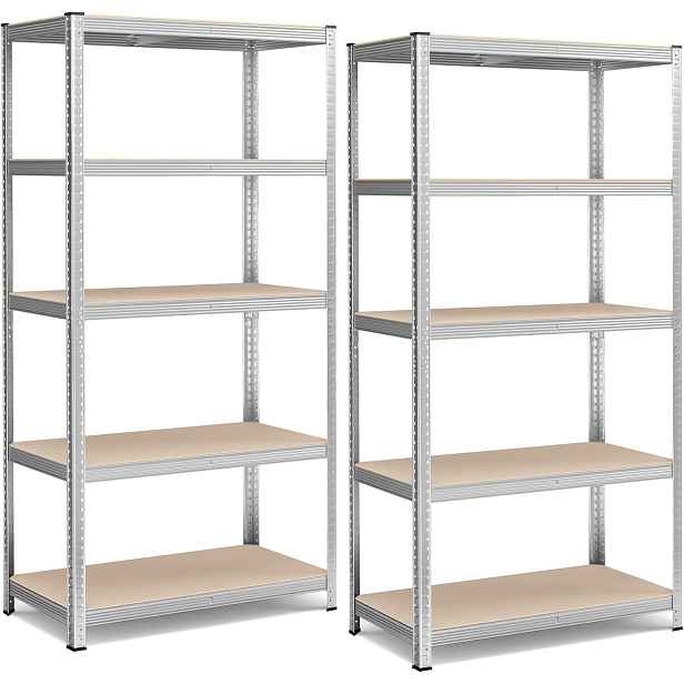 SONGMICS Sada 2 ks dílenských regálů Profa 200 cm stříbrná/hnědá