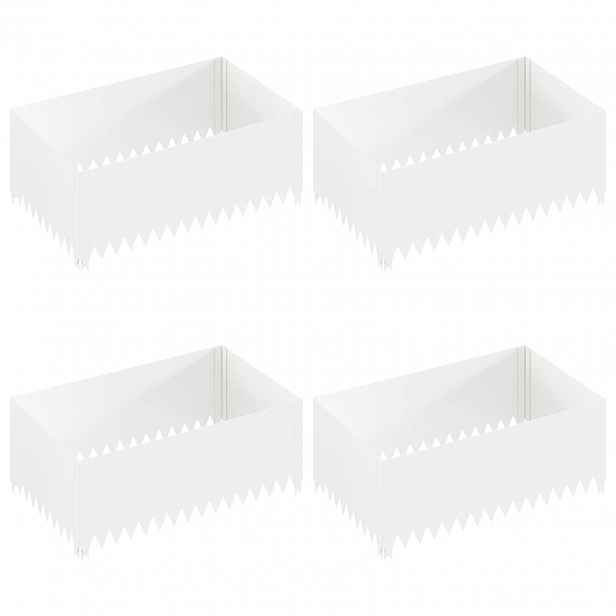 vidaXL Okraj trávníku 4 ks 100 x 60 x 35 cm Ocel Bílá