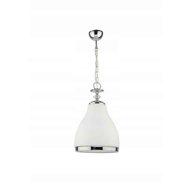 Závěsná lampa Isla Stříbrná Bílá Skleněná Lampa 1xE27 29 cm Stropní Svítidlo