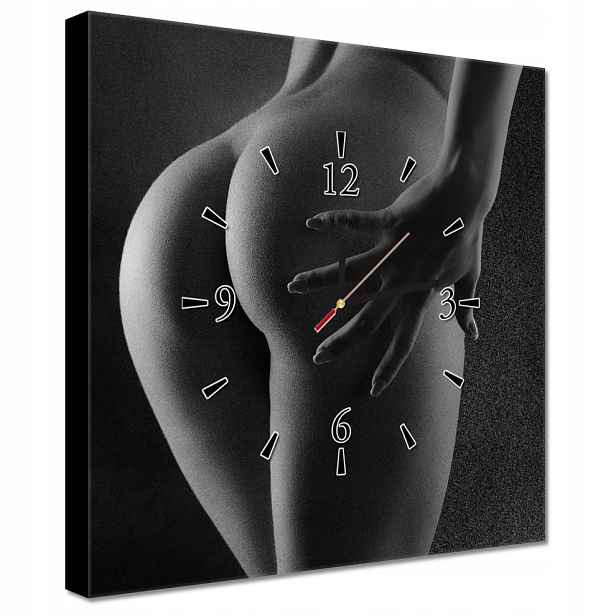 Nástěnné hodiny 40x40 Tvarovaný zadeček Akt