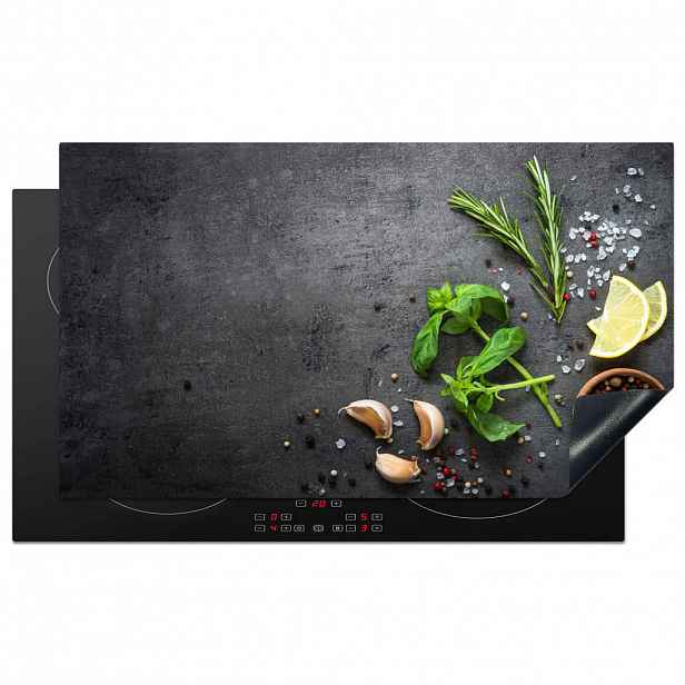 MuchoWow KRYT NA INDUKČNÍ DESKU Limetka - Bylinky - Koření - Zelená - Šedá - Beton 91.6x52.7 cm