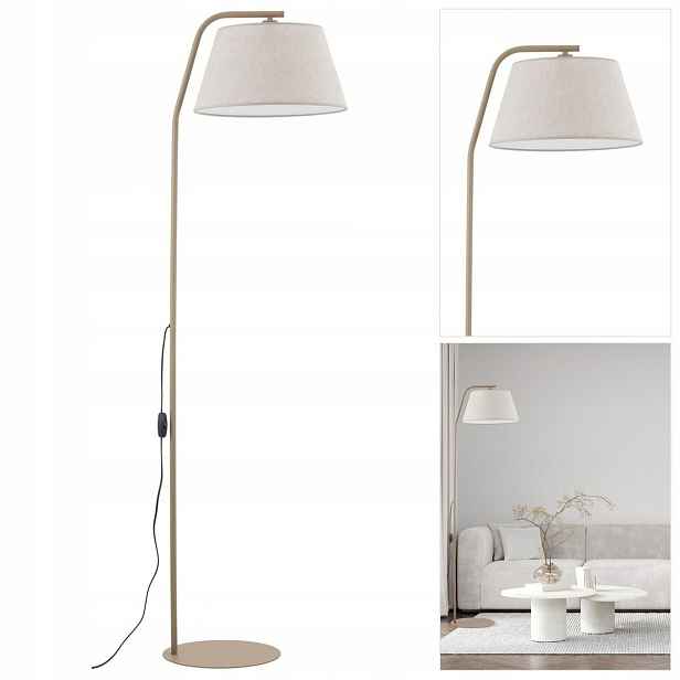 Podlahová lampa Formo béžová moderní u křesla v čítárně Tk Lighting