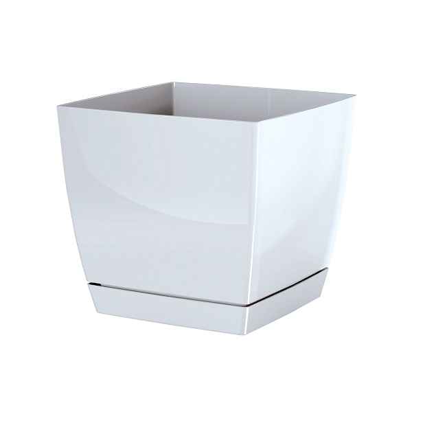 Prosperplast Květináč Coubi Square s miskou bílý, varianta 15,5 cm