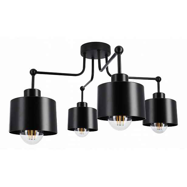 Závěsná stropní Led lampa stropní svítidlo lustr 4X E27 retro černá