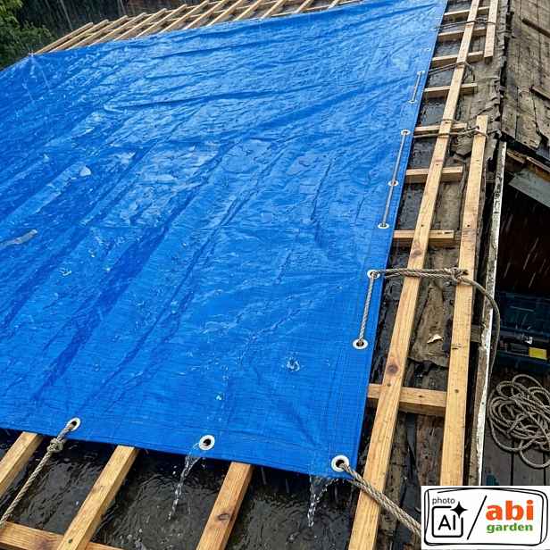 Plachta 10x12 m Velká Zesílená Plachta Univerzální Modrá Voděodolná