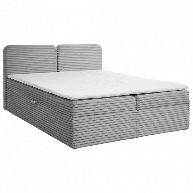 Beautysofa KONTINENTÁLNÍ POSTEL Lars 160x200 cm s topperem, bonellová matrace, manšestrová látka, světle šedá