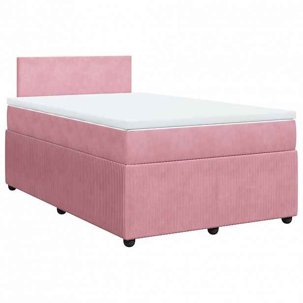 vidaXL Box spring postel s matrací růžová 120x190 cm samet