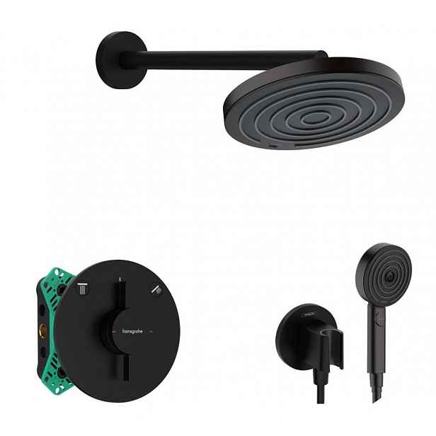 Hansgrohe - Sprchový set s baterií pod omítku, s tělesem, průměr 26 cm, 3 proudy, matná černá SANI21HHH400