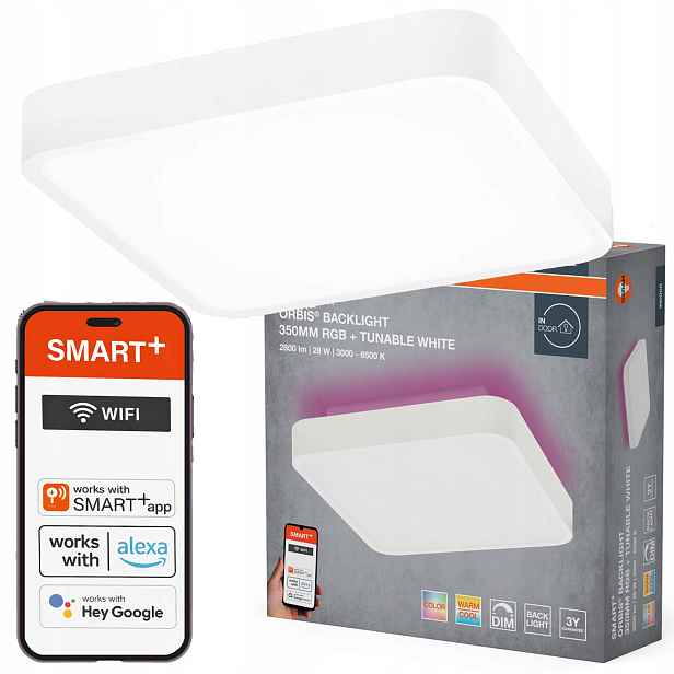 Stropní Svítidlo Led svítidlo 28W 1700lm 3000-6500K Cct Bílý Smart WiFi Orbis Osram
