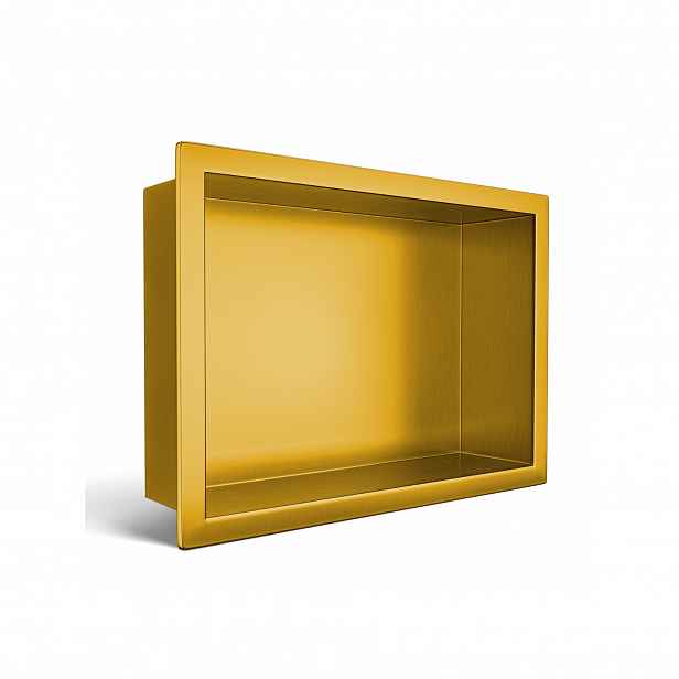 Zlatá výklenková police Wall-box One z nerezové oceli 30x20x10 cm