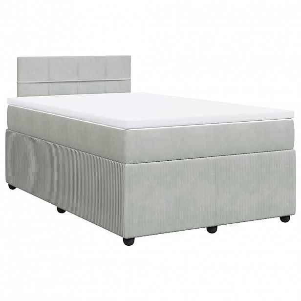 vidaXL Box spring postel s matrací světle šedá 120x190 cm samet