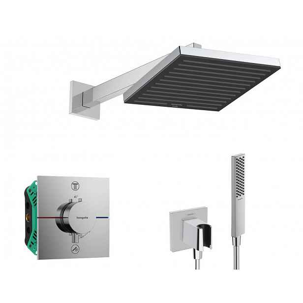 Hansgrohe - Sprchový set s termostatem pod omítku, s tělesem, 26x26 cm, chrom SANI21HHH003