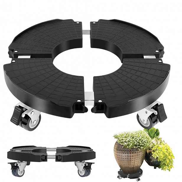 Regulovatelná podložka pod květináč 150 kg z Pp a nerezové oceli 40-57 cm