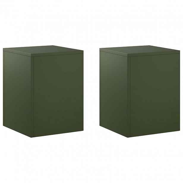 vidaXL Stojan na rostliny 2 pcs Olivově zelená 30 x 30 x 40 cm Ocel