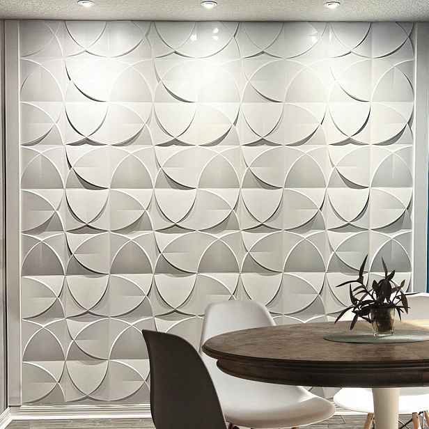 3D nástěnné panely Art3d dekorativní Pvc bílé s větrným vzorem 33 ks