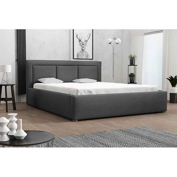 Manželská postel s roštem 160x200 GOSTORF 3 - tmavá šedá