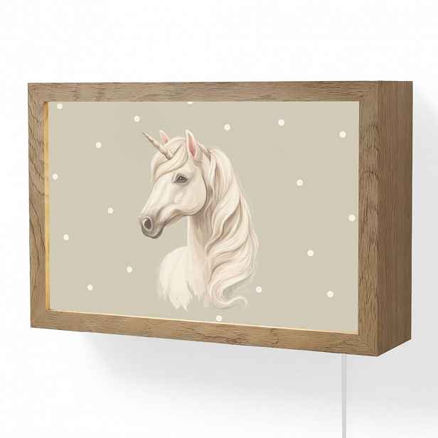 OnlyWow NÁSTĚNNÁ LAMPA Jednorožec - bílý - tečky 30x20 cm