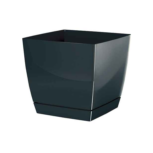 Prosperplast Květináč Coubi Square s miskou grafit, varianta 10 cm