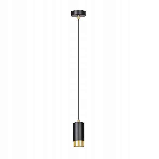 Závěsná lampa Fumiko 1-bodová černá se zlatým akcentem GU10, 100 cm