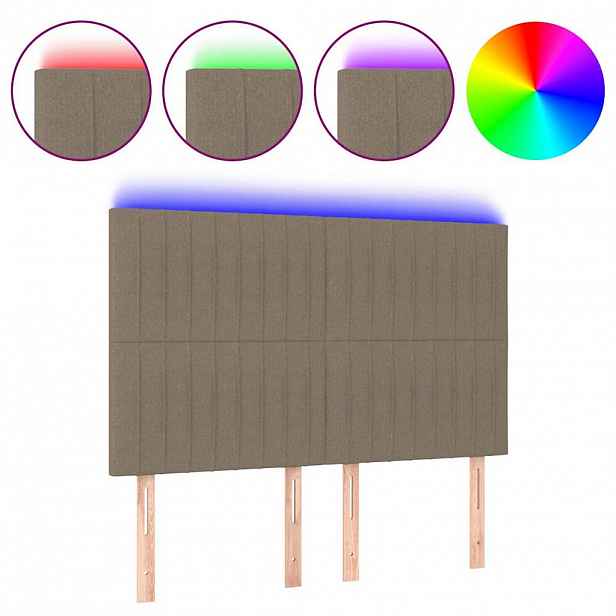vidaXL Čelo postele s LED taupe 144x5x118/128 cm textil