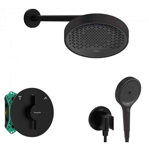 Hansgrohe - Sprchový set s baterií pod omítku, s tělesem, průměr 25 cm, 3 proudy, matná černá SANI21HHH404