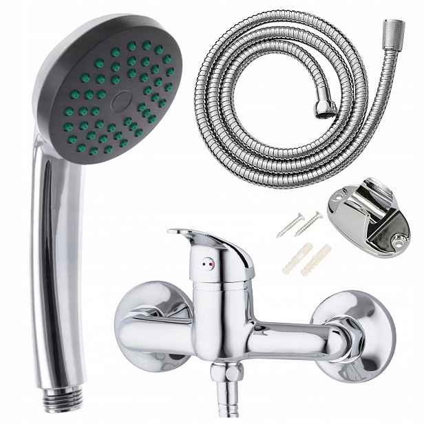 Set Sprchová Baterie Sprchová Hlavice Hadice Držák Mosaz 150 CM