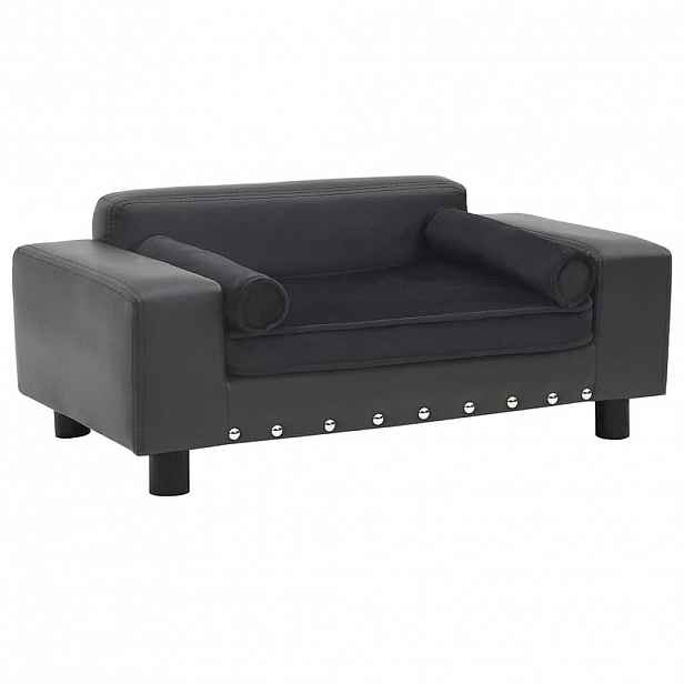 vidaXL Pohovka pro psy tmavě šedá 81 x 43 x 31 cm plyš a umělá kůže