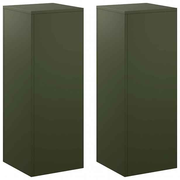 vidaXL Stojan na rostliny 2 pcs Olivově zelená 30 x 30 x 80 cm Ocel