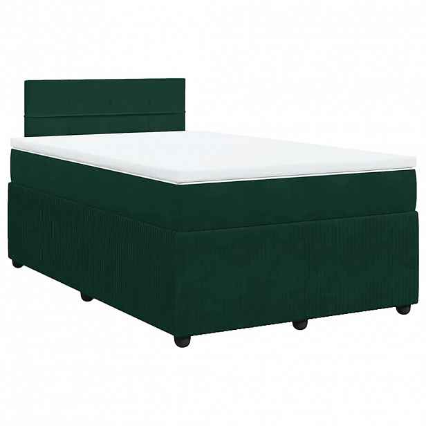 vidaXL Box spring postel s matrací tmavě zelená 120x190 cm samet