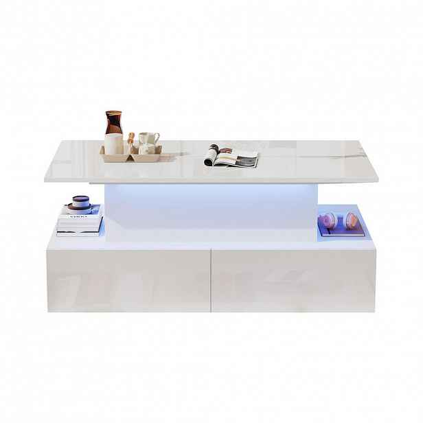 FLIEKS KONFERENČNÍSTOLEK 90x55cm Bílý LED 4 Zásuvky
