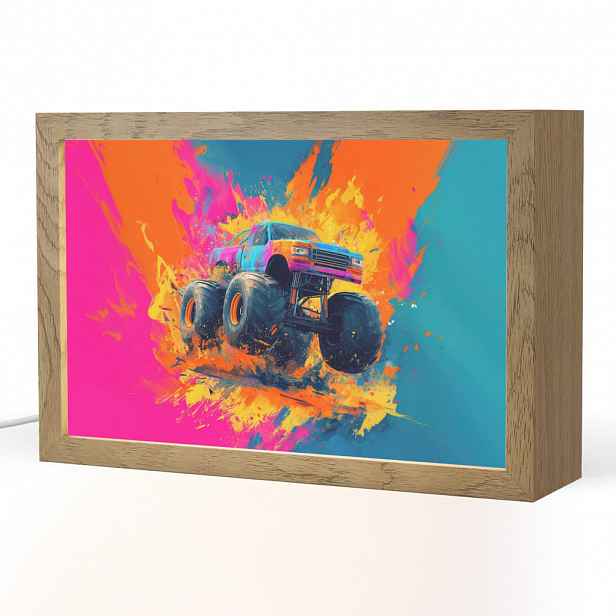 OnlyWow NOČNÍ LAMPIČKA Monster truck - Abstraktní - Stříkající barva - Barevné 30x20 cm