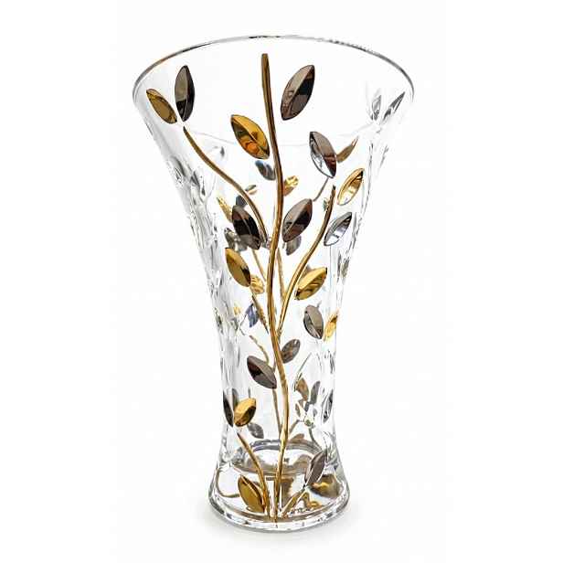 Bohemia Prestige Dekorativní křišťálová váza Laurus Silver Gold 30,2 cm