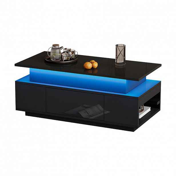 FLIEKS KONFERENČNÍSTOLEK 96x45cm Černý Lesklý Zvedací LED