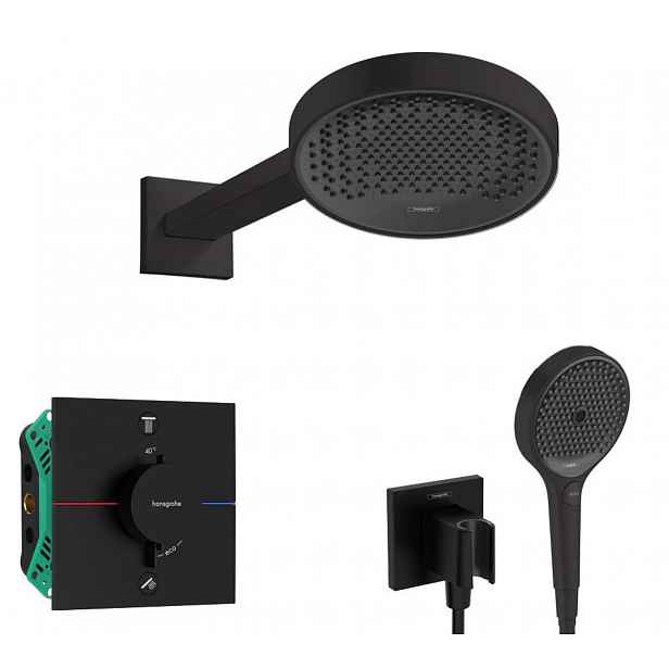 Hansgrohe - Sprchový set s termostatem pod omítku, s tělesem, průměr 25 cm, 3 proudy, matná černá SANI21HHH407