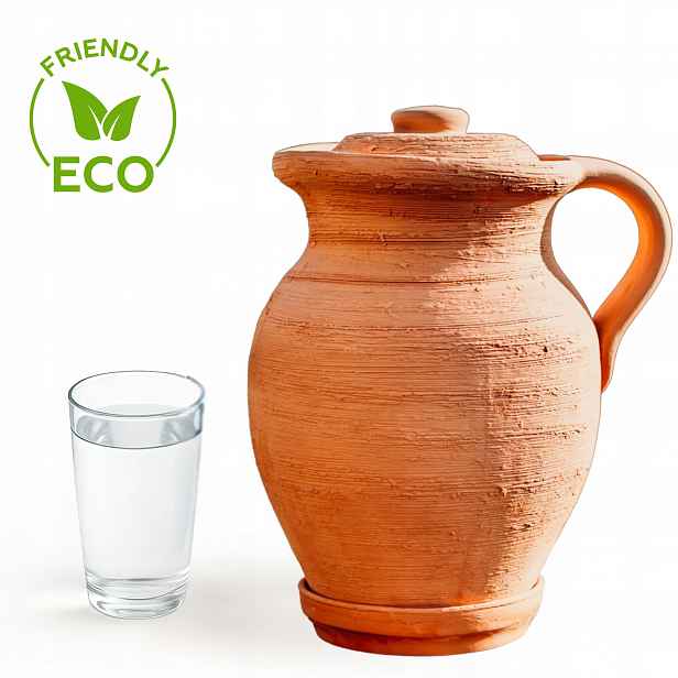 Hliněný džbán, hrnec 1,5 l. Přírodní vodní filtr s atestem Dárek